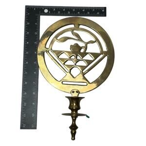 Vintage Brass Candle Holder Hanger on Back